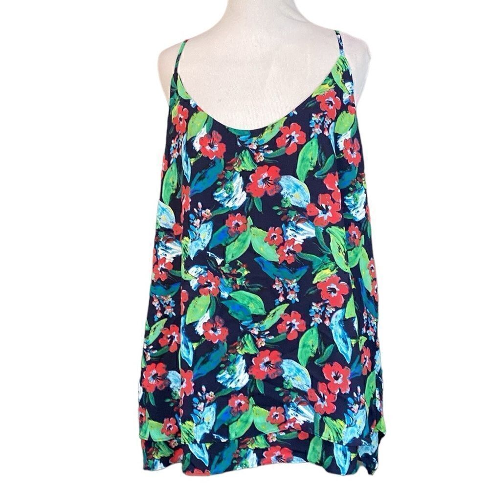 Zac & Rachel Floral Double Layer Printed Popover Tank Top New